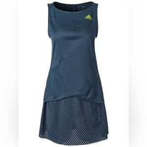 New, never worn - WOMENS PRIMEBLUE HEAT.RDY TENNIS DRESS CREW NAVY & ACID YELLOW